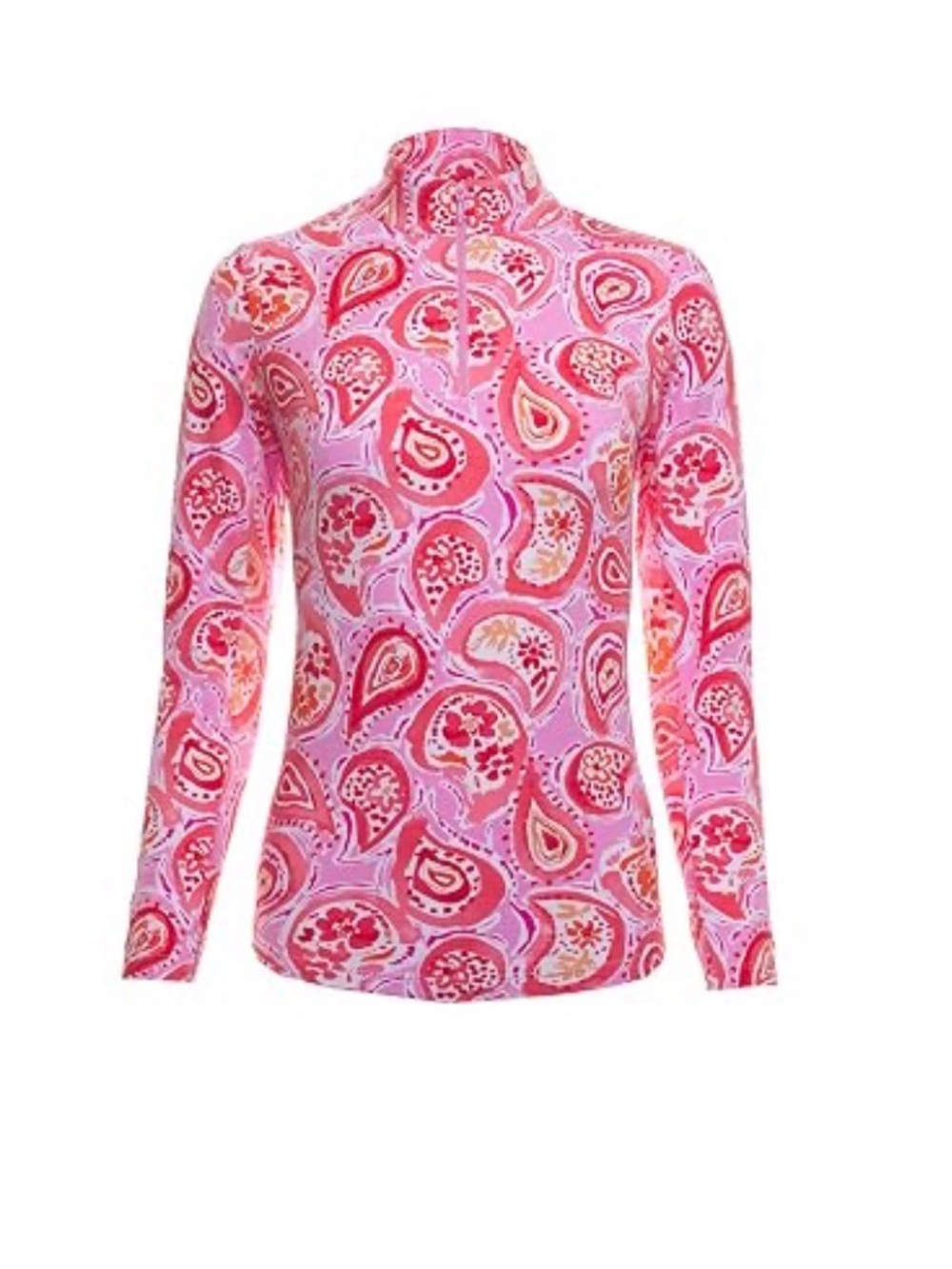 IBKUL Sun Protective UPF 50 Cooling Long Sleeve Mock Neck Sarah Print Top Medium